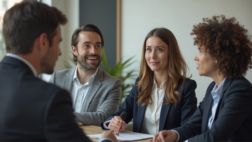 Two people resolving a conflict through respectful conversation with positive body language and engaged expressions