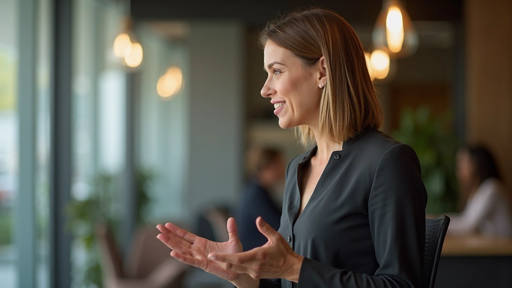 Person giving clear nonverbal signals during communication with open body language and attentive expression